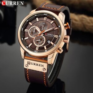 CURREN Men Watches Chronograph Leather